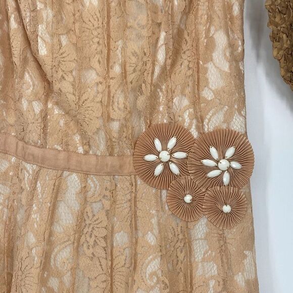 MISS SIXTY M60 Lace Overlay‎ Fit & Flare Dress Knee Length Pretty Dress Peach 4 - Picture 4 of 14